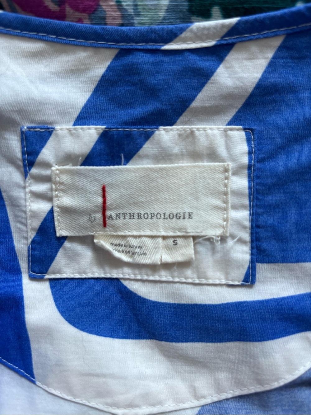 Anthropologie Blue and White Abstract Midi Dress - Picture 5 of 5
